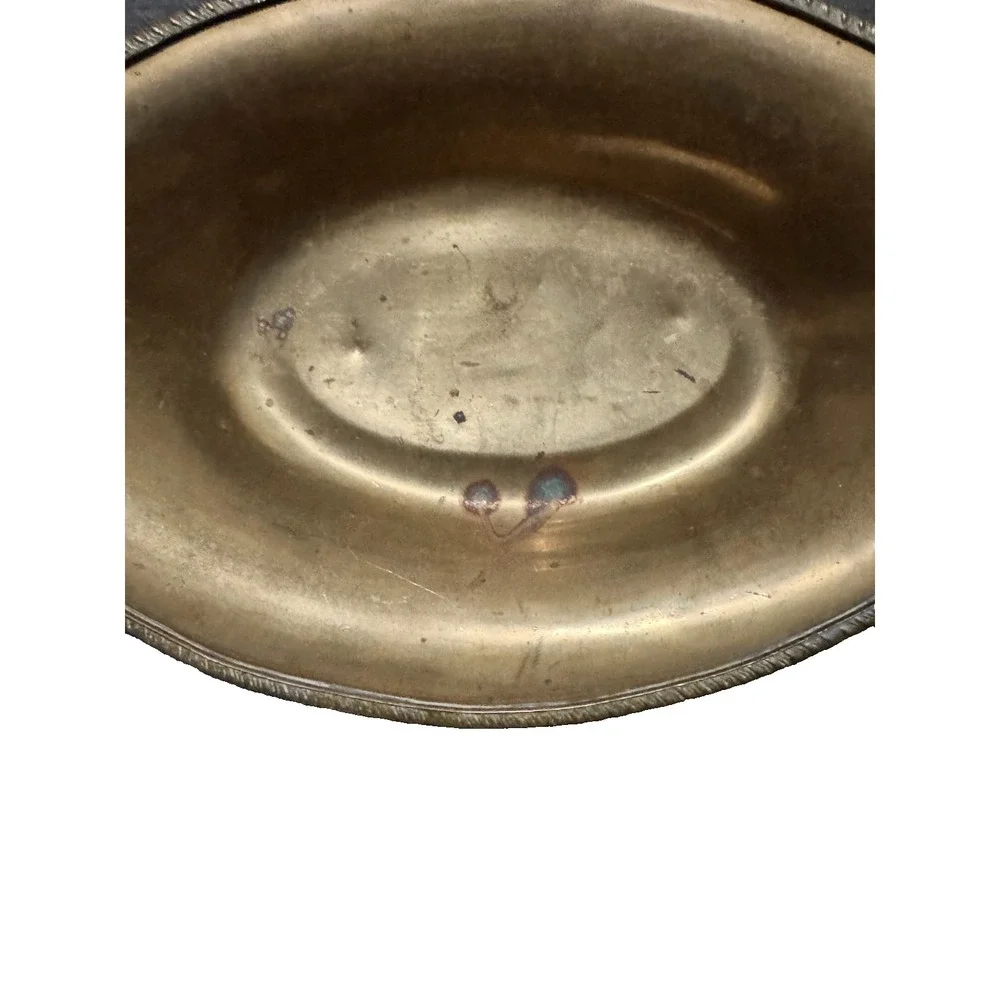 Vintage Mottahedeh Solid Brass Oval Bowl Scallop Shell Handles Regency Style